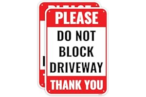 VENICOR 2PC Do Not Block Driveway Sign, 14 x 10 Inches - Aluminum - Active Driveway No Parking Dont Block Driveway Sign