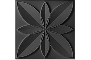 WOWSTAR 12-Pack 24"x24" Drop Ceiling Tiles, Waterproof Glue Up Ceiling Decor, Black