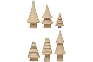 Creative Co-Op 3" H - 8" H Wood Trees, Natural, Set of 6