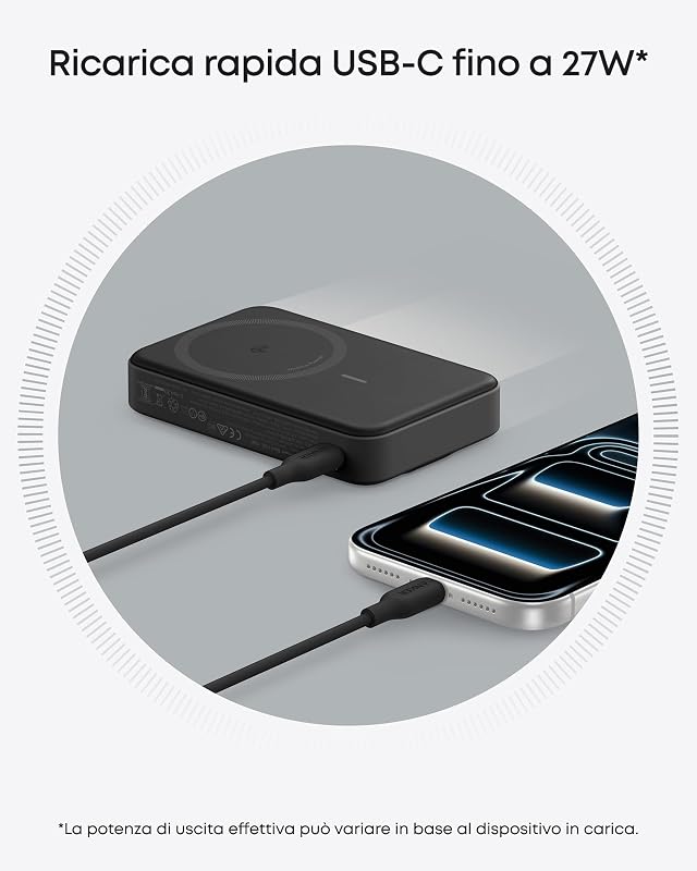 MagGo Power Bank Magsafe 10000mAh, Certificato Qi2 da 15W