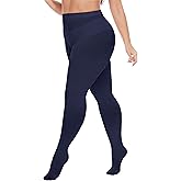 Citystl Women's Opaque Plus Size Tights, 80 Den Black Control Top Tights, Solid Color Soft Microfiber(XL-6XL)
