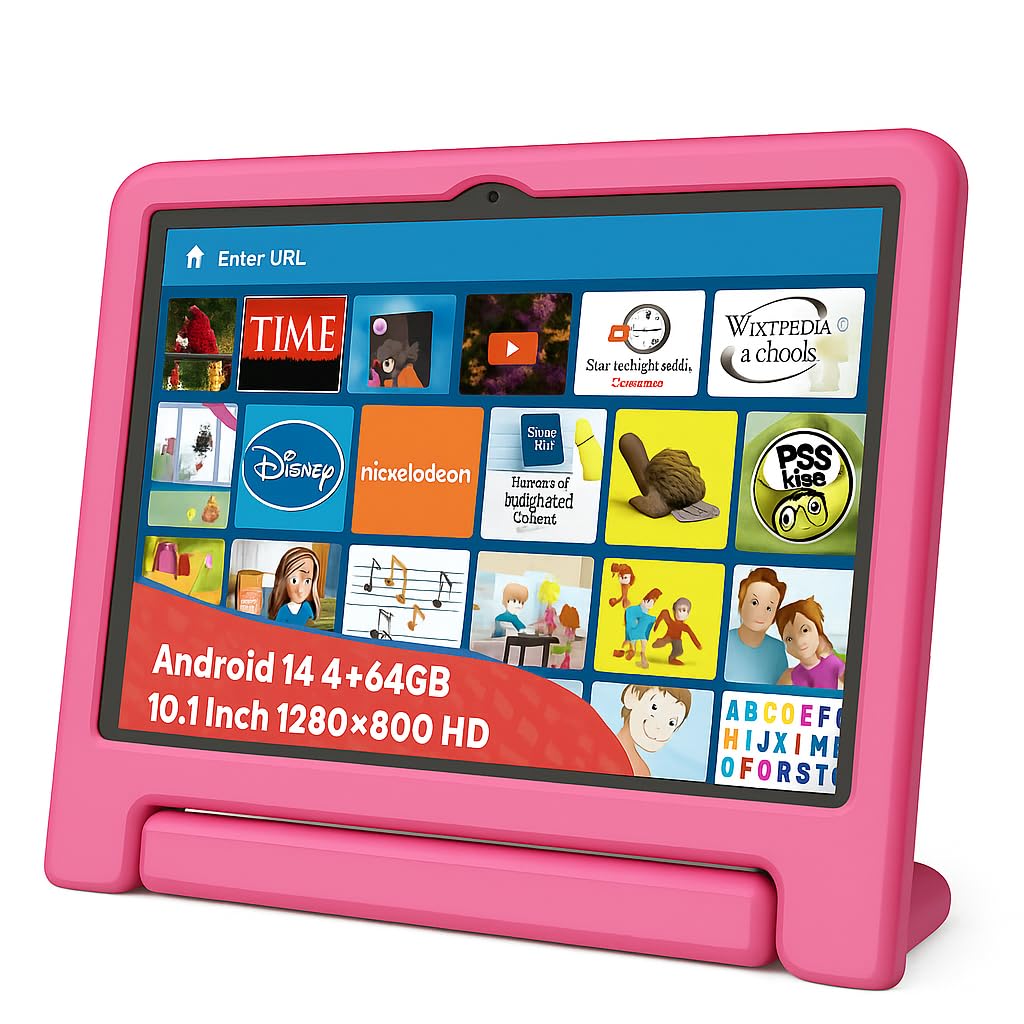 Photo 1 of 10.1" Kids Tablet Android 14 | 64GB Octa-Core 8GB RAM | Shockproof Case & Parental Control | 12H Fast Charge | HD Display w/Google Kids Space & Educational Apps | WiFi 6/Bluetooth/GPS | Ages 3-12