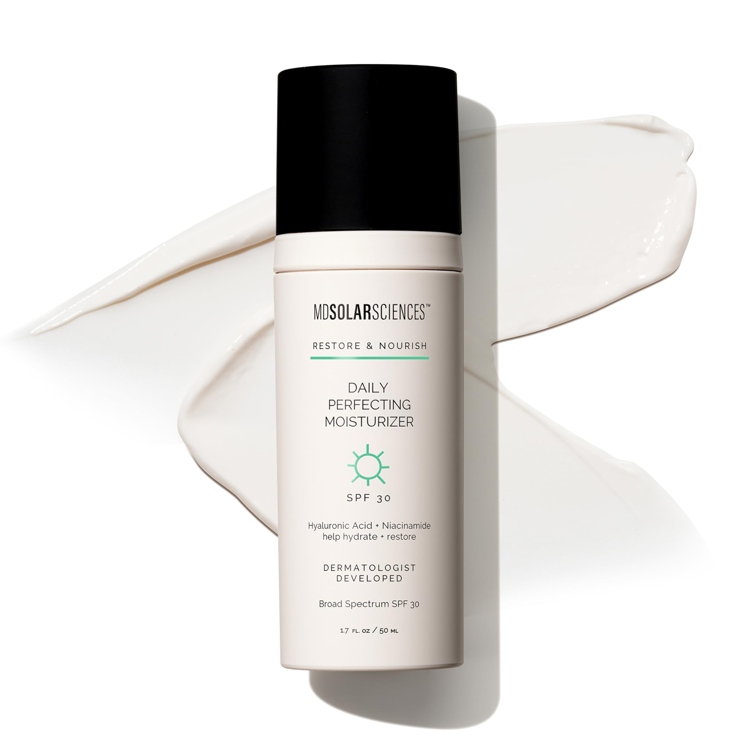 MDSolarSciences Daily Perfecting Moisturizer SPF 30, 2-in-1 Face Moisturizer and Sunscreen Hydrates and Perfects Skin with Hyaluronic Acid, Broad Spectrum Protection, 1.7 Oz