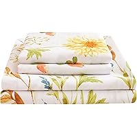 JSD 6 Piece Yellow Floral Print Sheet Set Queen Size, Soft Botanical ...