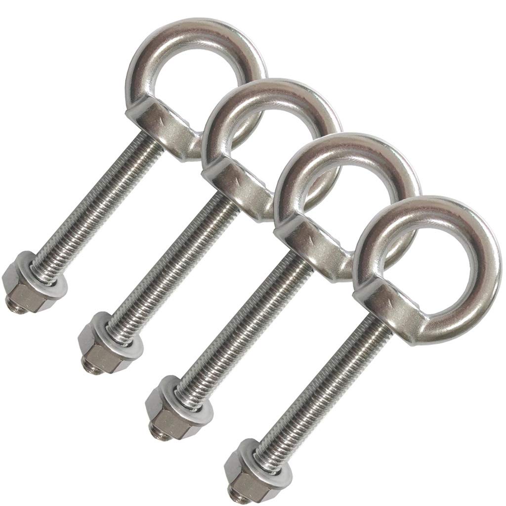 AIVOOF Shoulder Eye Bolt, 4 Pack M10 Stainless Steel Eye Bolts Heavy Duty EyeBolts Screws in Eye Hooks with Washer and Nuts Muti-function for Indoor Outdoor