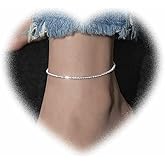 Crymystal Bohemian Starry Gypsophila Anklet Simple Anklet Bracelet Silver Glitter Anklet Adjustable Summer Beach Anklet Foot Chain Jewelry for Women and Girls Gifts