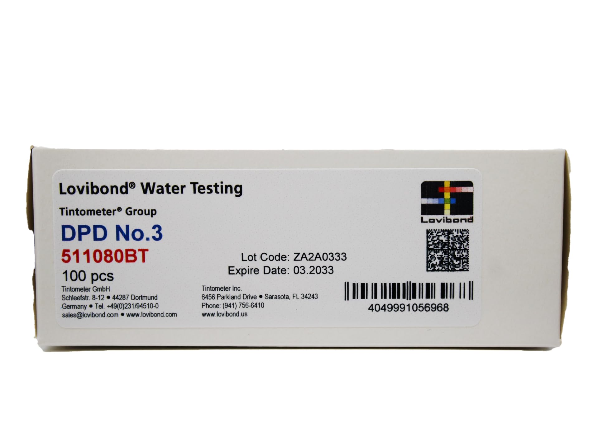 Lovibond - Total Chlorine Tablets DPD No.3 | For Photometer & Comparator | Measures Bromine, Ozone, Monochloramine | 100 Tablets Box, Small, Aluminium