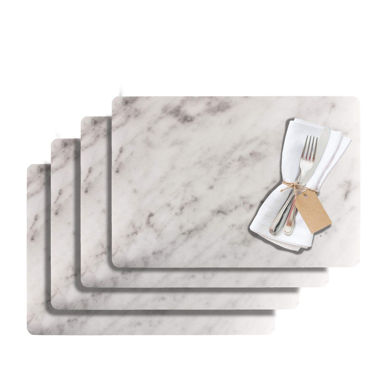 Westmark Placemats, 4 pieces, 43.5 x 30 cm, PET, White, Saleen Edition: Marmor (Marble)
