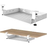 Under Desk Laptop Mount No Drill ,Compatible for MacBook,Mini (White) | Metal Under Desk Device Holder, Under Desk Storage Shelf Compatible for Keyboard, Router