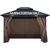 COWVIE 4-Panel 10' x 10' Gazebo Replacement Curtains, Patio Privacy Sidewalls with Double Zipper, Replacement for Outdoor Gazebo Canopy (Curtain Only)