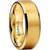 TUTISS 8mm Silver/Black/Gunmetal/Gold Titanium Rings for Men Women Engagement Wedding Bands Matte Finish Beveled Edges Comfort Fit