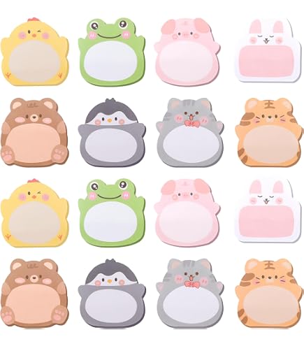 Notes Autocollantes Kawaii Cobee - Lot De 8 Designs Animaux - 240 Feuilles - 6x5 Cm - Bureau Étude Déco