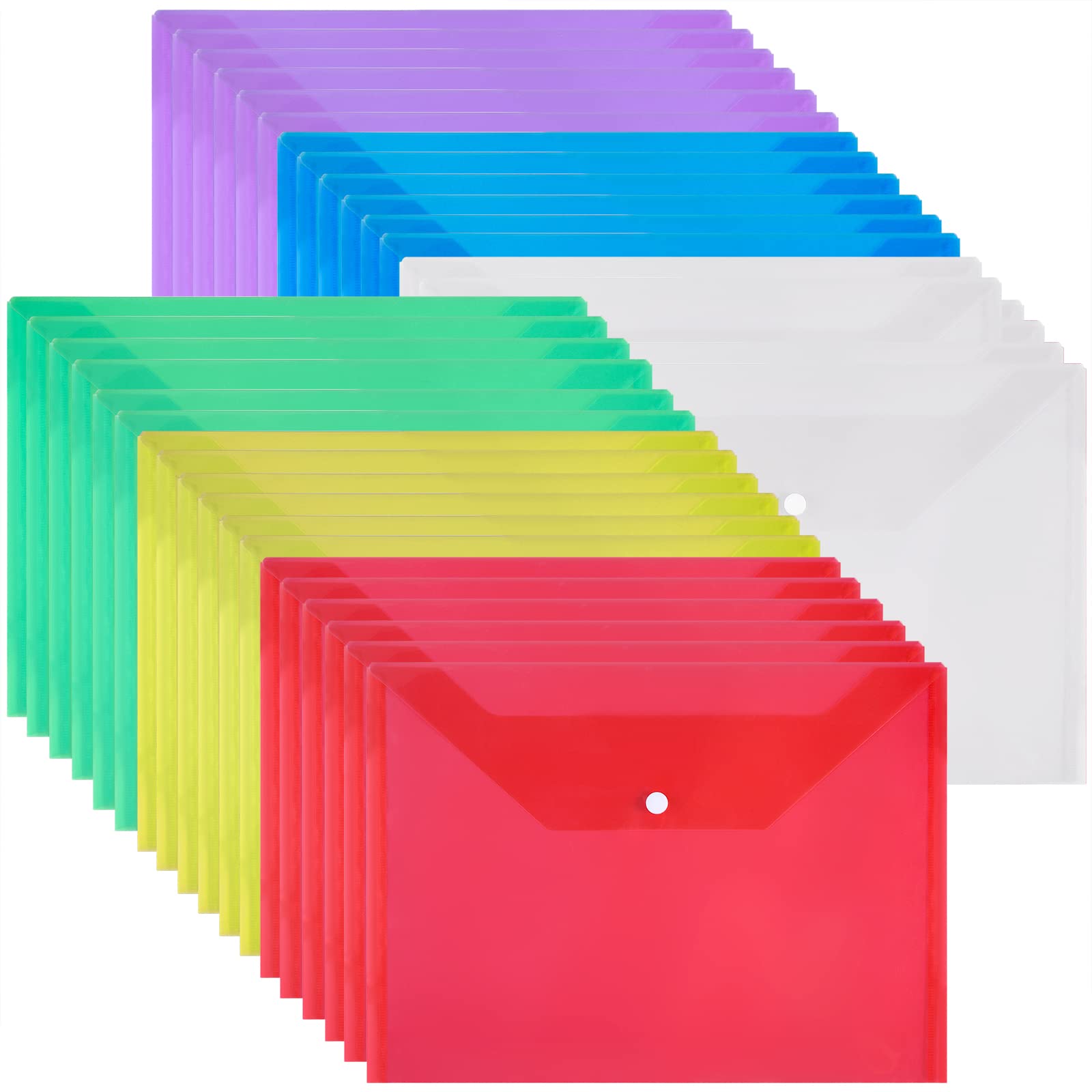 Plastic-Wallets Folder A4 Document Files Folders Popper Wallets with Button(36 Pack)