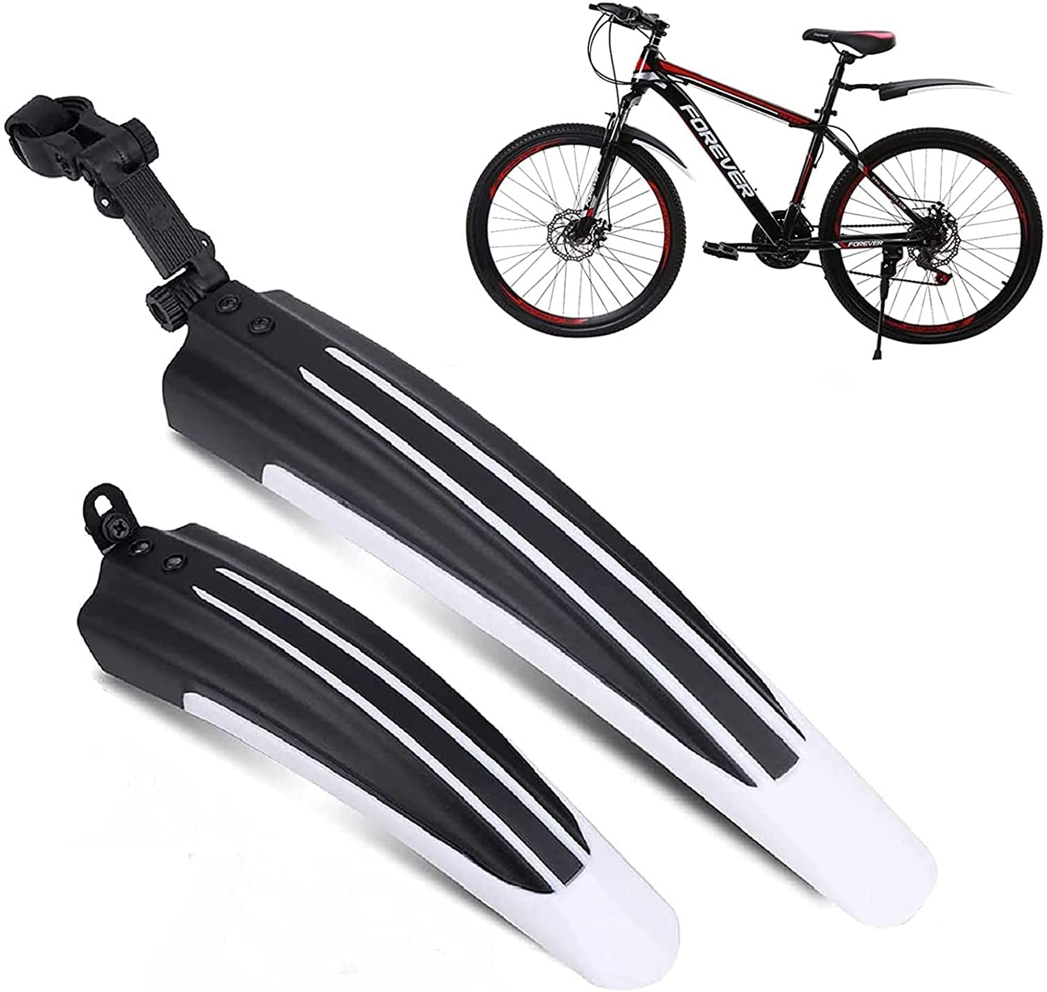 Bike Mudguard Set Bicycle Fender Mountain Front & Rear Mud Guard Universal Mudguard Bike Cycling Tires Fenders Full Cover Thicken Widen Adjustable Bike Mudflap fit for 20/22/24/26 inch MTB Road Bike
