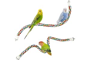 TiereCare Bird Rope Perch, 2PCS Bendable Bird Perches for Cage, 24” Length Parakeet Toys, Bird Cage Accessories for Parrot Cockatiel Conure Budgie