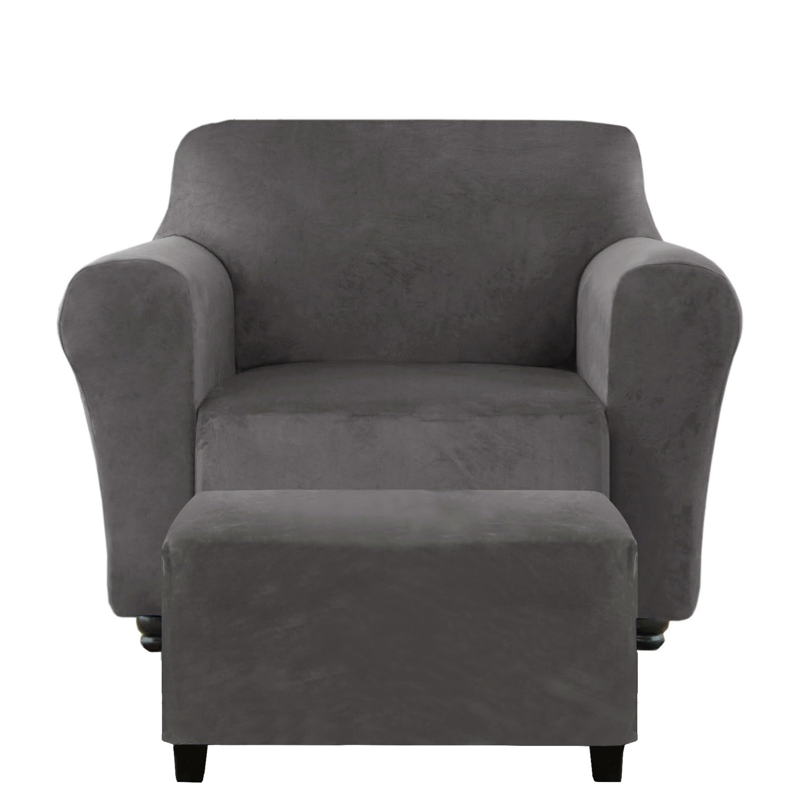 Photo 1 of KSLHRCB Chair and Ottoman Cover Set, Armchair and Ottoman Velvet Cover Non-Slip, Stretch Single Seat Sofa and Foot Stool Covers Set for Living Room (Grey,Chair + Ottoman)
