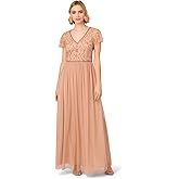 Adrianna Papell Womens Beaded Long Dress