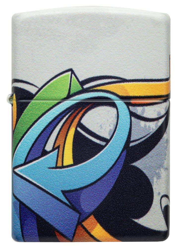Zippo Windproof Lighter - Graffiti Arrow - 540 Colour on White Matte Finish - Refillable - Reusable - Windproof Design - Gift Box - Made in USA