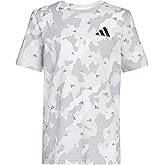 Adidas Boys' Short Sleeve Cotton Allover BoS T-Shirt, White, 4