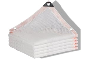 White Shade Cloth with Grommets, 55% UV Sunshade Netting for Plants Greenhouse, Heavy Duty HDPE Garden Sunshade Mesh with Rei