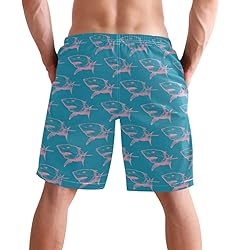 visesunny Pink Shark with Blue Pattern Mens Swim