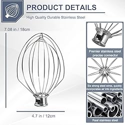 Wire Whip for KitchenAid Stand Mixer, K5A Stainless