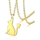 VASSAGO Cat Necklace for Women Men Cute Kitty Pendant Stainless Steel Kitten Animal Jewelry Gifts for Cat Lover Friends