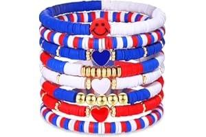 ARATLENCH Beach Bracelet Set for Women - Stack Rainbow Friendship Bracelets Clay Heishi Beads Surfer Bracelets Stretch Handmade Elastic Srting Bracelets Bulk Boho Summer Jewelry for Men