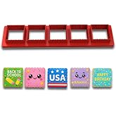 Mighty Gadget Mini Scalloped Square Cookie Cutter Set - 5 Squares 5x1"x1" (1 x 1 in), Perfect for Baking &amp; Fondant | Food Safe Material | Sturdy Design | Durable and Reusable | Bite-size