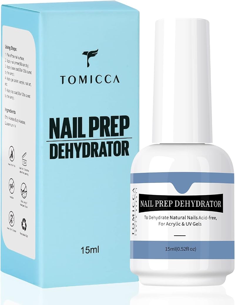 TOMICCA Nail Dehydrator and Primer 0.5 oz Bonding Base for Gel Polish