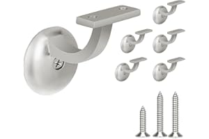 HOMOTEK 6 Pack Railing Stair Handrail Brackets for Handrail Indoor, 3" Hand Rail Brackets for Stair Railing with Screws, Stair Support for Home Buildings, Stairways Handrail, Aluminum, Satin Nickel