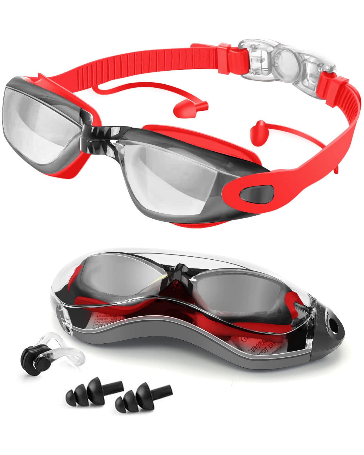 Victoper Swimming Goggles Adult Men, Anti Fog Swim Goggles Adults UV Protection Swimming Goggles Adults No Leaking Swim Glasses for Men and Women Red