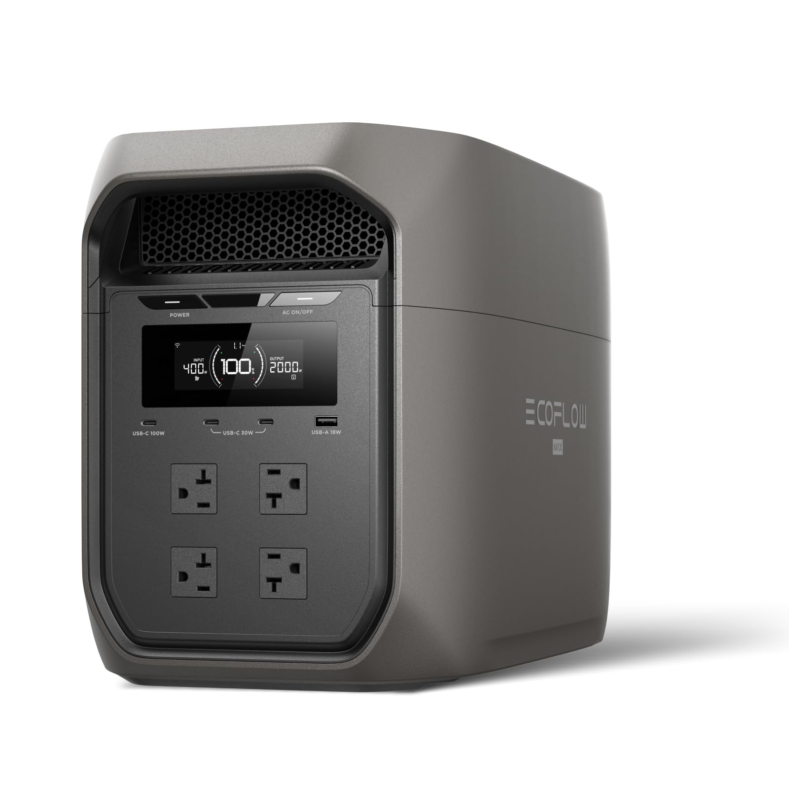 EF ECOFLOW Portable Power Station DELTA 3 MAX Portable Power Station (Black), 3400W X-Boost Output, Ultra-Fast 0-80% Charging in 1.13 Hr, Home Backup & RV Camping (Solar Panel Optional) Image