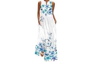 LFEOOST Dresses for Women 2023 Elegant Sexy V Neck Sleeveless Floral Print Boho Maxi Dresses Summer Vintage Flowy Long Dress