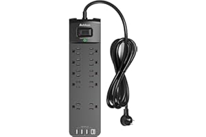 Power Strip - Addtam Surge Protector with 10 Outlets and 4 USB Ports, 6 Feet Extension Cord with Flat Plug, 2700 Joules, ETL Listed, Black