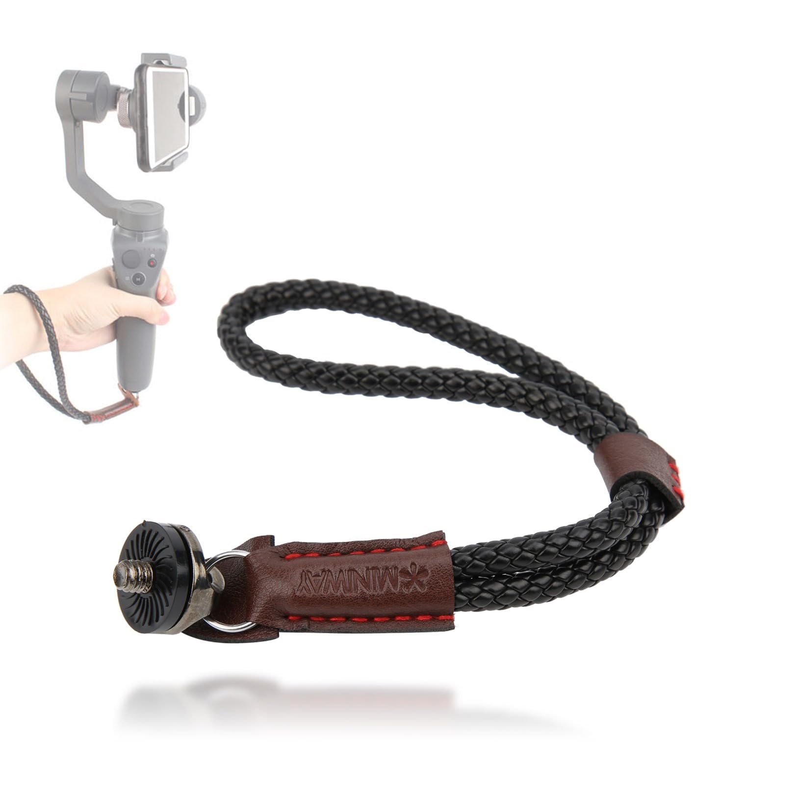 Camera Wrist Strap, PU Leather Safety Hand Strap Adjusatble Wrist Lanyard Strap with 1/4 In Adapter for Insta360 ONE X2/for POCKET 2