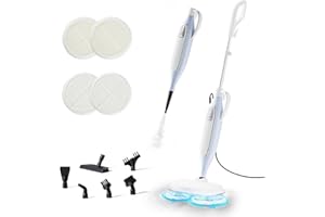 Steam Mop, Floor Scrubber Spin Steam Mop for Floor Cleaning, Multipurpose Steam Cleaner for Home, Steam Adjustable, 2 Sets of Mop Pads, for Hard/Hardwood/Laminate/Tile/Marble Floors, Sandoo SC1070