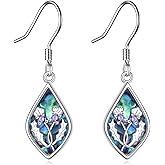 AXOMY Scottish Thistle Earrings 925 Sterling Silver Thistle Dangle Earring Scottish Jewelry Gifts for Women