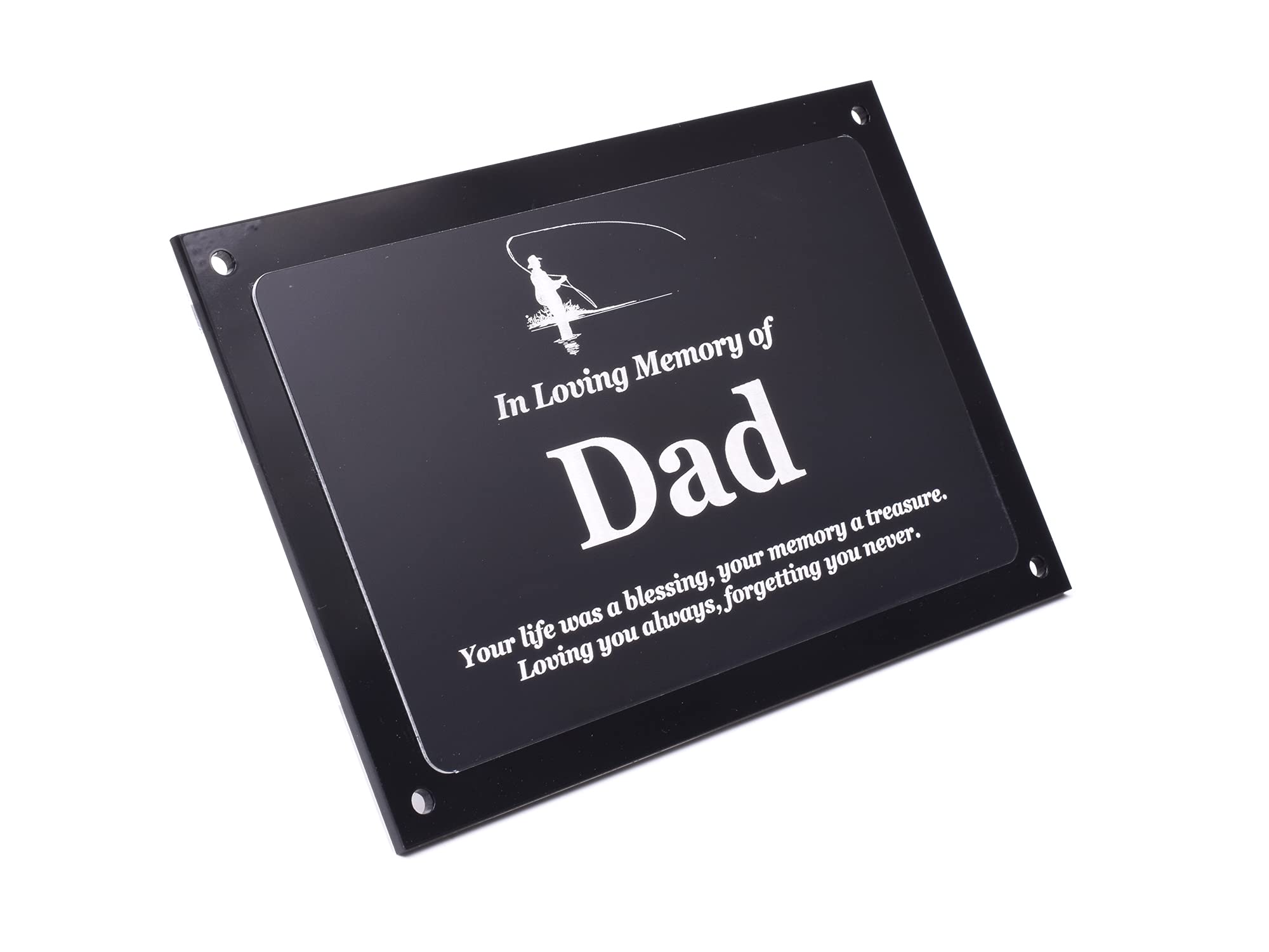 Beautifully Engraved Dad Memorial Plaque - Indoor and Outdoor Use (Black & White)