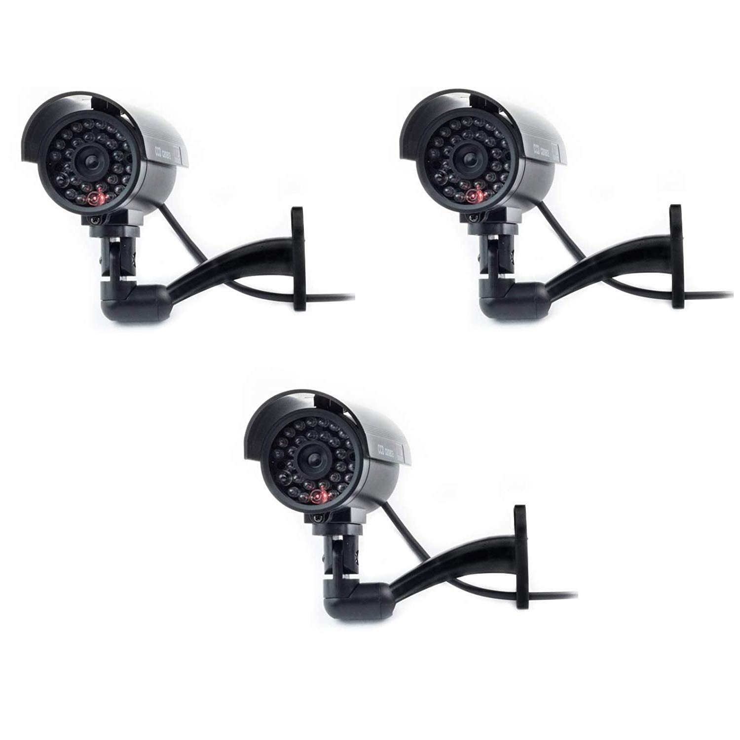 Digicharge Dummy CCTV Camera Outdoor Indoor Fake CCTV Security Imitation Surveillance Cam Flashing LED (3PCS, 3PCS)