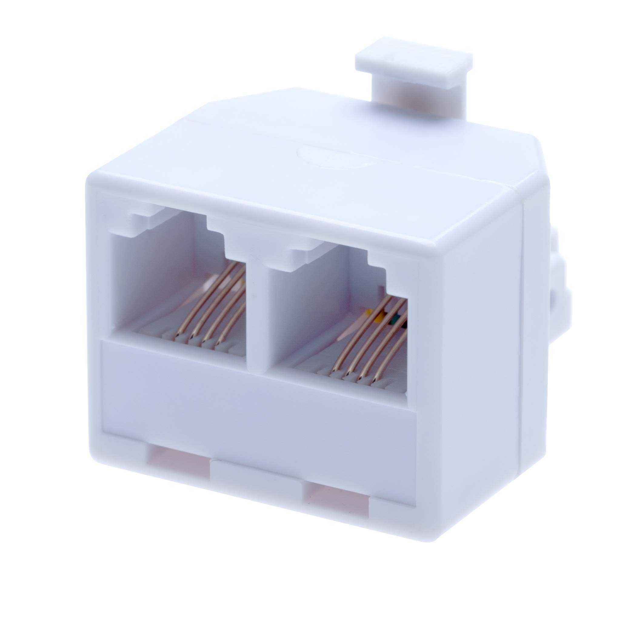 Keple RJ11 Adapter and 2 Way Splitter from 2 RJ11 Socket Female Jacks to RJ11 Male Plug| Cable Landline Broadband Universal Port Converter Connector Extender Phone Coupler| 4 Wire Converter | White