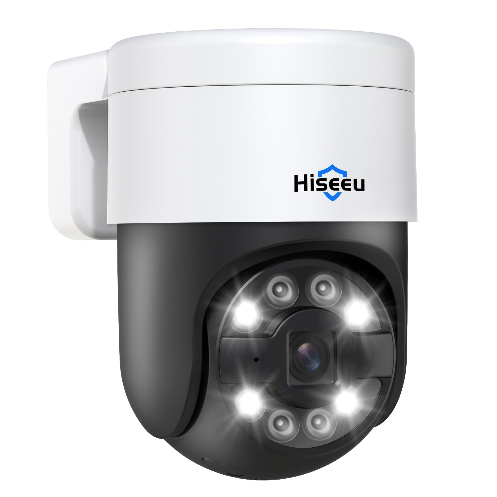 Hiseeu 360° Security Camera Outdoor with Color Night Vision,4K POE PTZ Camera Outdoor,Wired CCTV camera,Motion Detection,2-Way Audio,Remote View,Work POE CCTV System