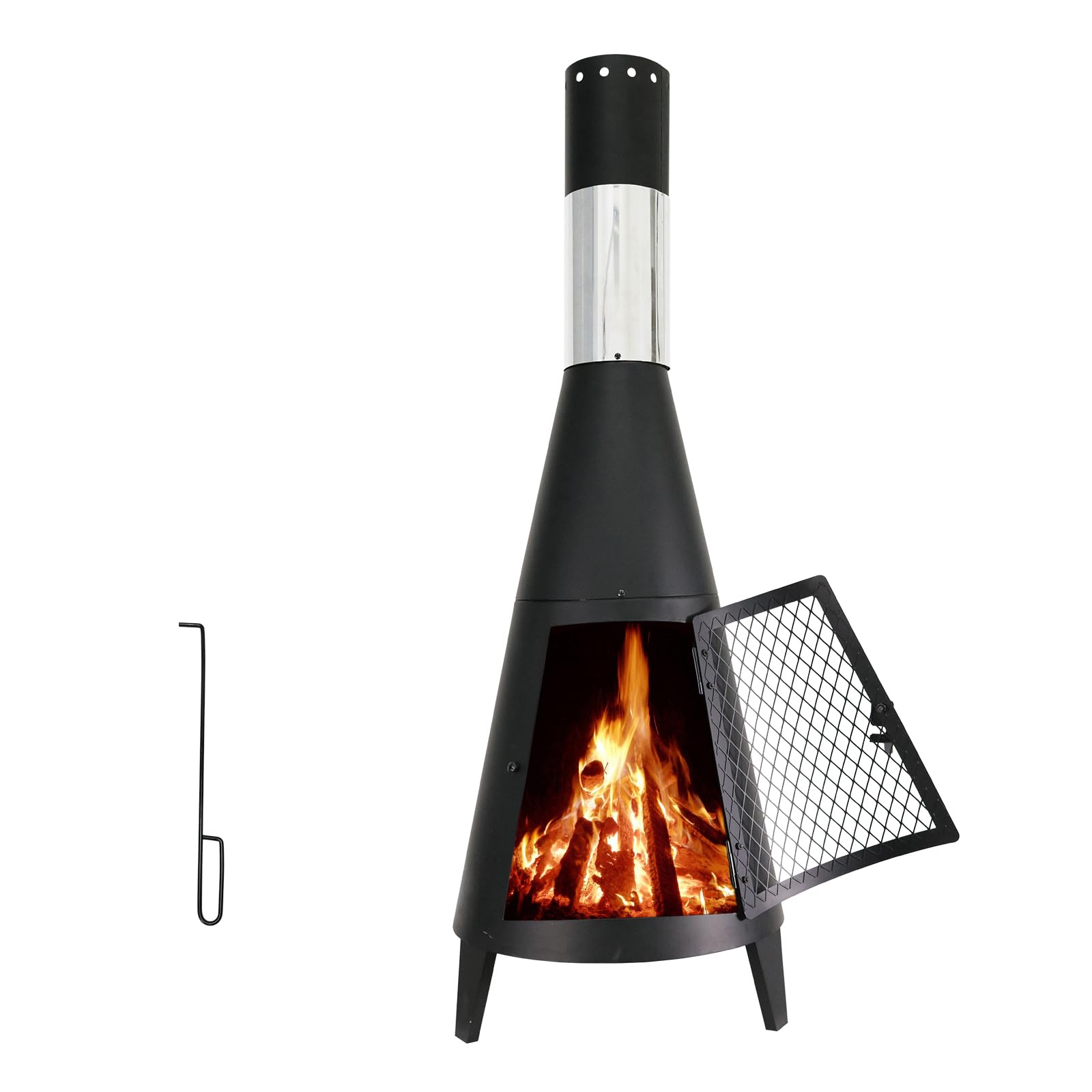 Photo 1 of BDL Chiminea Outdoor Fireplace Outdoor Wood Burning Fire Pit Free Standing Fireplace with Log Grate