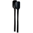 Tovolo Flex-Core All-Silicone Mini Spatula & Spoonula, Kitchen Utensil Set of 2, Heat-Resistant & BPA-Free Silicone Spatula & Spoonula, Safe for Cast Iron & Non-Stick Cookware, Dishwasher-Safe,Black