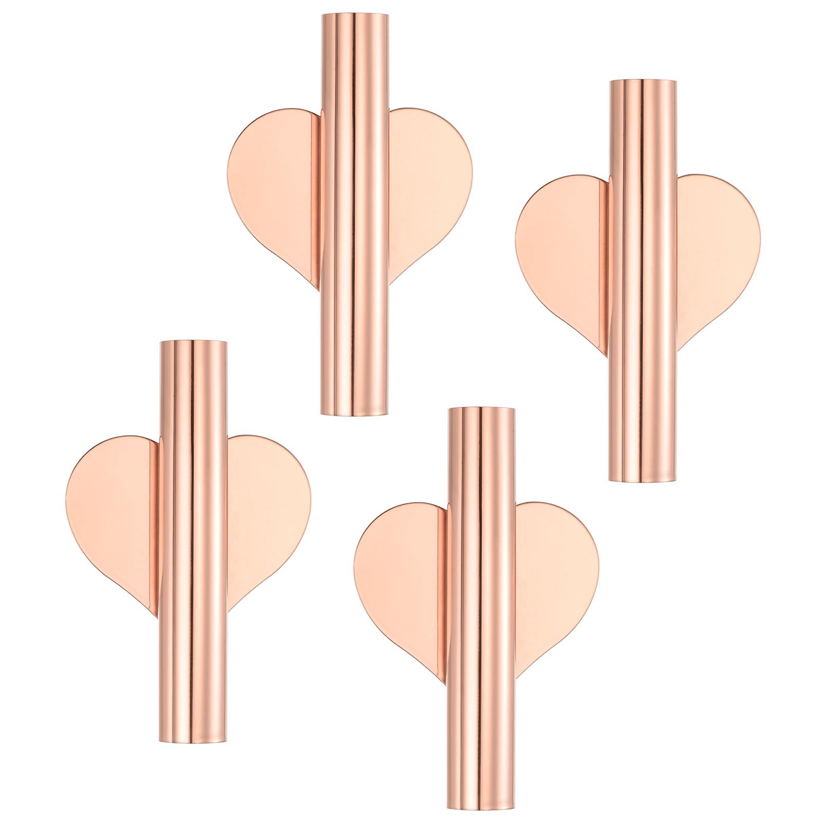 PATIKIL Wall Flower Vase Tube, 4 Pack Dried Flower Vase Racks Heart-Shaped Wall-Mounted Flower Tube for Flower Display Decoration, Rose Gold