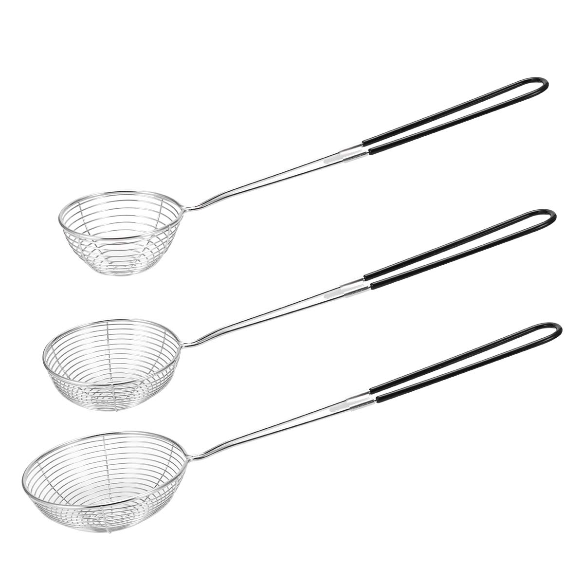 Small Round Hot Pot Strainer - Stainless Steel Asian Shabu Shabu Spider Skimmer Spoon Set, Mesh Slotted Scoops Soup Ladle (3 in 1)