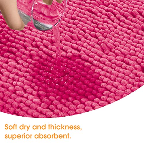 BYSURE Hot Pink Bathroom Rug Set 3 Piece Non Slip Extra Absorbent