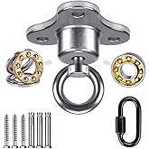 Dolibest Bearing Swing Hanger with Carabiner, 360 Swivel Swing Hanger, Heavy Duty Hammock Hanging Kit for Tire Kit Playground Hanging Hammock Chair, Yoga, 3 Screws, 900 LB Capacity