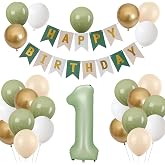 Wuokkig Sage Green Balloons Set, 31Pcs First Birthday Decorations for Boy | Sage Green 1st Birthday Decorations, 32 Inch Sage
