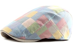 meioro Men's Striped Plaid Newsboy Hat Cabbie Beret Ivy Flat Cap Adjustable Gatsby Hat Hunting Driving Cap
